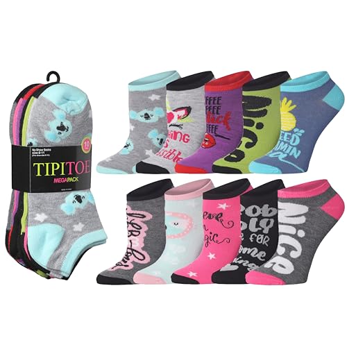 Image of Tipi Toe Women's 10 Pairs Lightweight Colorful Socks - Fun Low Cut Patterns for All-Day Comfort and Easy Everyday Style