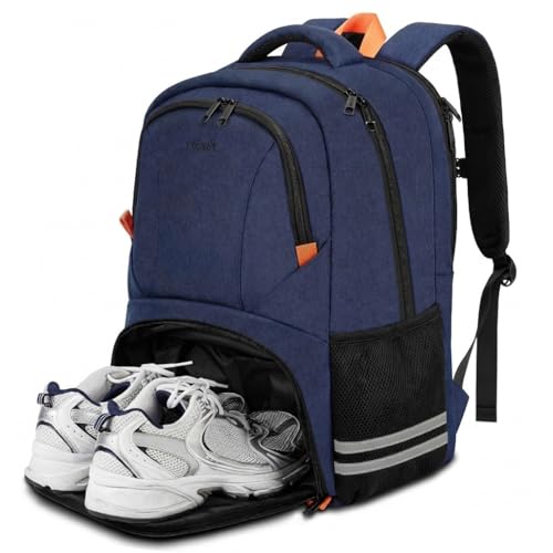 Image of Ytonet Gym Backpack for Men Women, Travel Backpack Fit 15.6 Inch Laptop | Water Resistant Lightweight Workout Bag with Shoe Compartment for Sports Camping Hiking Dark Blue