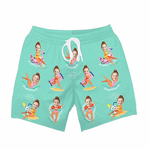 Personalized Face Mens Swim Trunks Tropical Print Swimming Shorts Bathing Suit Custom Picture Gift for Men2