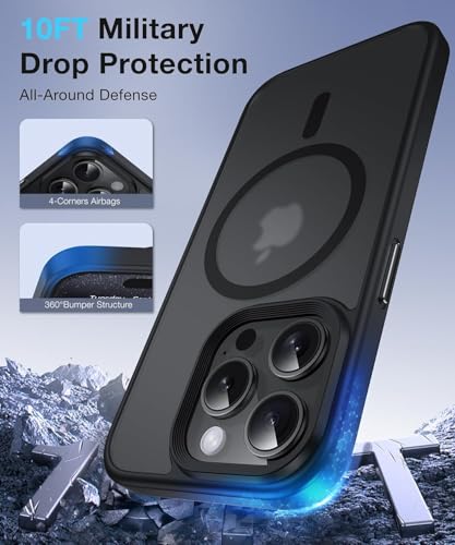Image of mobistyle Back Cover for iPhone 15 Pro Compatible with MagSafe | Translucent Matte | Elegant Slim Hard Case with TPU Edges (Black)