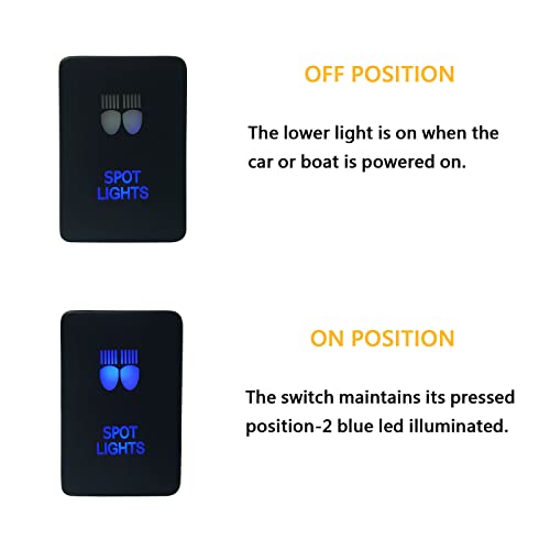 Image of SPOT Lights Push Button Switch Blue Led Illuminated ON-Off Button with Wiring Connector for Toyota Car Toyota Prado Landcruiser RVA4 3Amp 12V