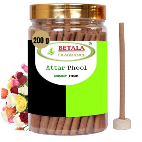 Image of Betala Fragrance Attar Phool Dhup Batti for Puja, Pack of 200 Gm Dhoop Sticks with Holder | Dhoop Sticks for Pooja |