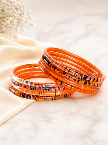 Image of NMII Premium Glass Bangle Set for Women | Multicolor Designer Kangan | Fancy Kanch ki Chudiya | 3D Transparent Chudi Set | Wedding & Festive Occasions Bangles