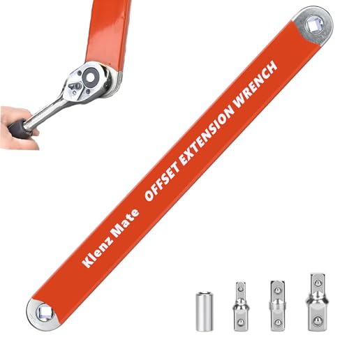 Image of Offset Extension Wrench with 1 /4 inch, 3 /8 inch, 1 /2 inch Drive Adapters & 1 /4 inch Socket | Low Profile Tool for Tight Spaces, Use with Ratchet & Socket, 0 Swing Arc Extension Tool for Tight Spaces & Auto Repair