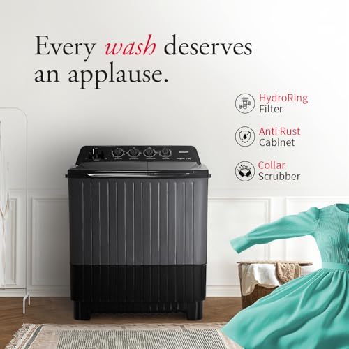 Image of SHARP 7.5 kg, 5 star Rating with E-Spin Pulsator,Semi-Automatic Top Loading Washing Machine, 1300 RPM (ES-SD75NB-TS, Steel Grey, Pure Wave)