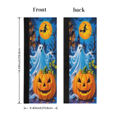 Image of Halloween Refrigerator Door Handle Covers Set of 2 Fridge Door Handle Decor | Spooky Moon Washable Dishwasher Mocrowave Oven Protector Handle Cover Keep Your Kitchen Appliance Clean
