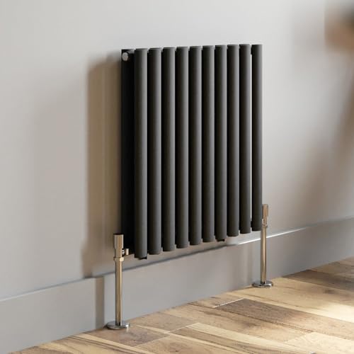 DuraTherm® 600 x 600mm Anthracite Horizontal Designer Radiator Double Column Oval Tube Modern Central Heating Panel Bathroom Radiators