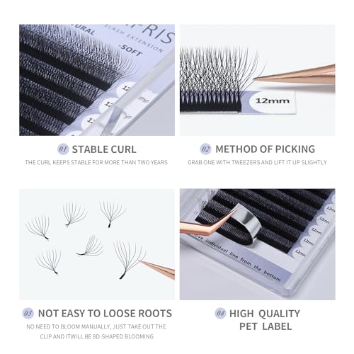 ANNAFRIS Eyelash Extension W 8D 0.07 D 12mm Premade Fan Lashes Extension 8d Lashes Russian Volume Eyelashes(8D,0.07D,12mm) - Image 2