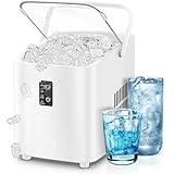 Eiswürfelmaschine, Eiswürfelbereiter 8 Würfel in 5 Minuten fertig, 14 KG in 24 Stunden, Selbstreinigende Kleine Eiswürfelmaschine, 2 Eiswürfel Größen für Küche, Büro, Bar und Party
