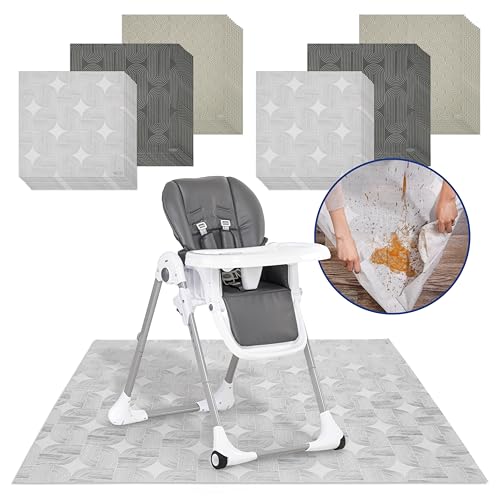 Image of Graco Baby Disposable Splat Mats - 60 Count, 47 inch x 40 inch, Biodegradable Floor Protector for Mealtime, Under High Chair, Home & Restaurant Use, Hudson Design