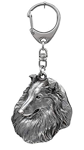 Preisvergleich Produktbild Rough Collie, Langhaarcollie, Hund, Silber, Schmuckanhänger, Anhänger, Schlüsselanhänger, Limitierte Edition, Art Dog