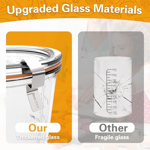 POLYHNIA Sourdough Starter Jar, Sourdough Jar Wide Mouth, Sourdough Starter Kit, Sourdough Starter Jars Glass Easy Fermentation, Reusable 27 oz Sourdough Bread Baking Supplies for Bakery Lover