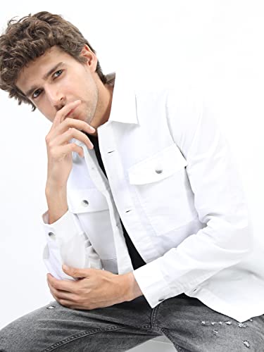 Image of KETCH Mens Full Sleeves Slim Fit Over Shirt (KHOS000005 White M)