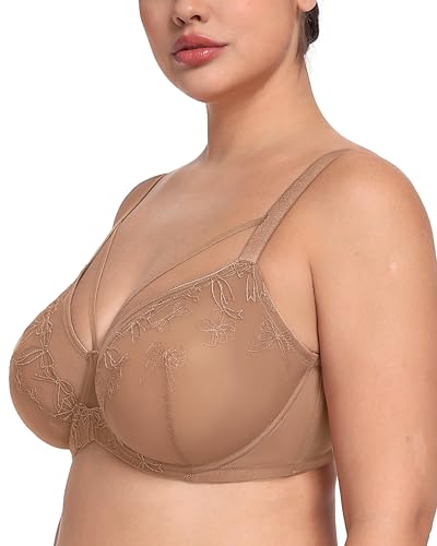 Image of HSIA Minimizer Bras for Women Full Coverage, Unlined Lace Sexy Plus Size Underwire Bra for Large Breasts