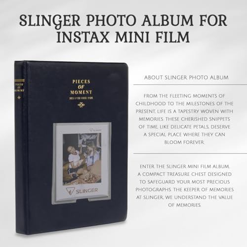 Papel fotográfico instantáneo Fujifilm Instax Mini, 100 exposiciones (5 paquetes de 20 hojas), con borde blanco y álbum de fotos Slinger de 64 bolsillos, color negro miniatura 6