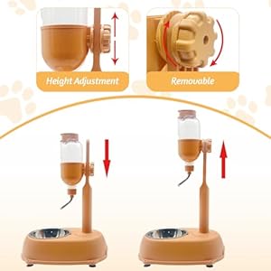   Dog-Water-Feeder-Bottle-with-Stand-Dispenser-Automatic-Water-Food-Bowl-for-Cage-Leak-Proof-No-Drip-Adjustable-Detachable-Raised-Pet-Slow-Water-Bottle-Dog-Kennel-Yellow