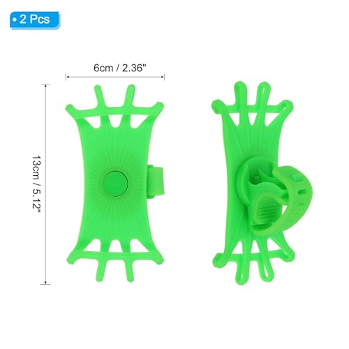 Image of PATIKIL 2Pcs Bike Phone Mount, 360 Rotation Silicone Motorcycle Phone Holder for 3 inch- 6.5 inch Phones Adjustable Phone Mount for Motorcycle Bicycle Electric Scooter, Green