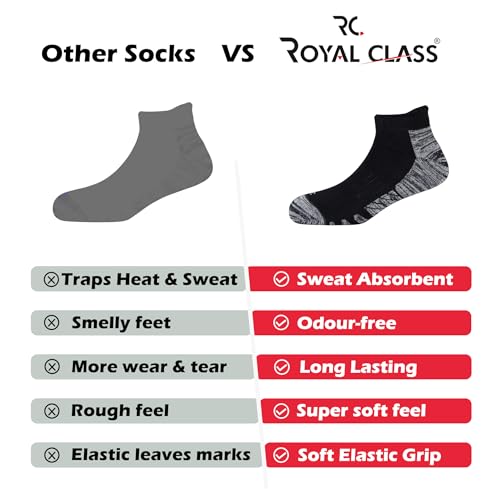 Image of RC. ROYAL CLASS Ankle Cotton Cushioned Socks for Men & Women, Hi-Performance, Breathable, Anti-Odour, Moisture Wicking, Durable socks, Pack of 4 Pairs