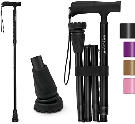 GPTCAMP Walking Cane for Women and Men, Lightweight and Sturdy Offset Walking Stick(Black)