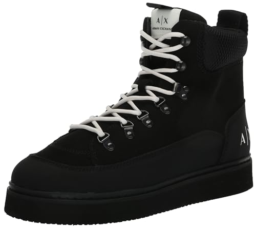 Armani Exchange Men's Cold Weather Lace Up Boot,Black, 9