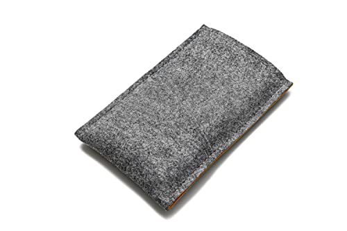 Handmade Felt Sleeve For Iphone 14 Pro With A Cover/Case/Bumper - Custom Iphone Pouch [Grey & Mustard] #TOP6