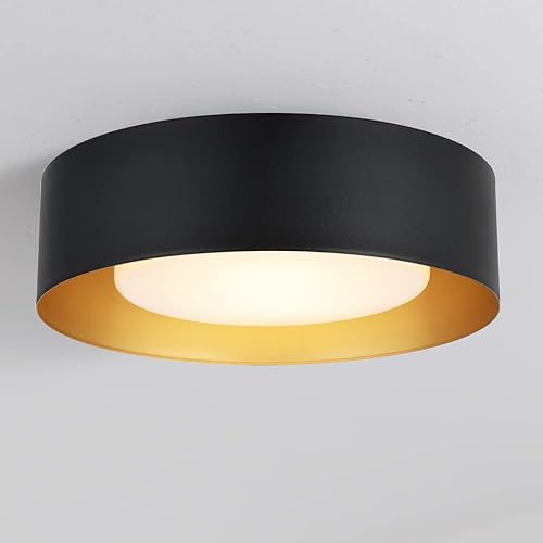 Lámpara de techo moderna de montaje empotrado, minimalista cerca del techo, lámpara de techo circular negra y dorada para dormitorio, comedor,