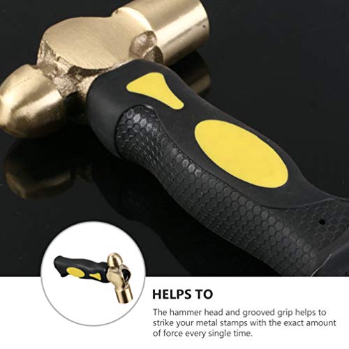 DOITOOL Martelo de metal de latão para estampagem com cabeça de martelo plana, cabo curto para fazer