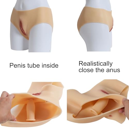 BIMEI Men’s Underwear Gaff Briefs Fake Vagina Silicone Pants Crossdresser Suit Transgender CD Sissy Panties #123