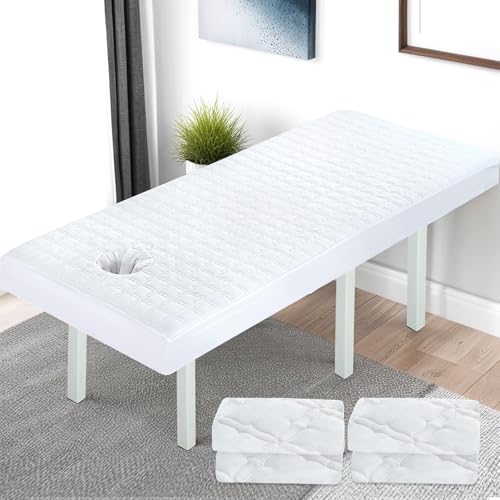Housse table de massage de 70 x 190 cm blanche lavable pour soin esthétique et spa