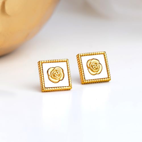 Image of Rubans Demi Fine Stainless Steel Stud Earrings Daily Gift for Women & Girls