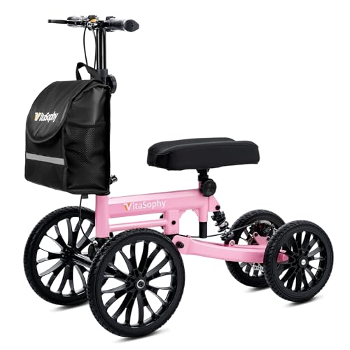 VitaSophy All Terrain Knee Scooter with Disc Brakes, Steerable Knee Walker for Adults for Foot...