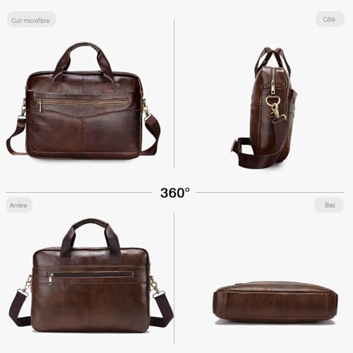 Porte-documents business cuir de qualite supérieure style retro