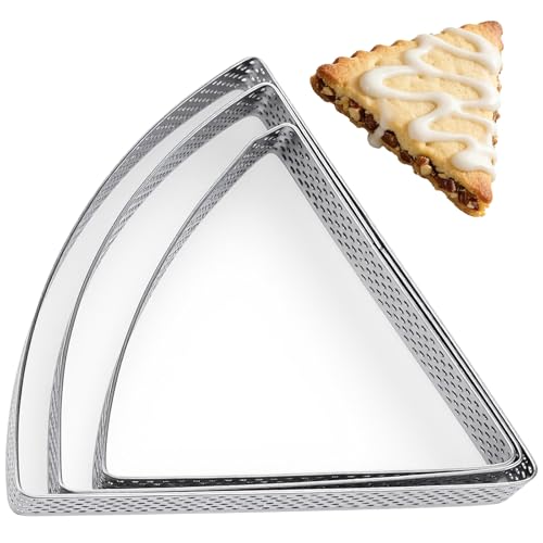 Scone Cutter Set of 3 (3.1, 3.5, 3.9 Inch) Stainless Steel Fan-Shaped Biscuit Mold Triangle Shape Cookie Cutter Set Ideal Baking Tool for Scones, Pastries, Desserts