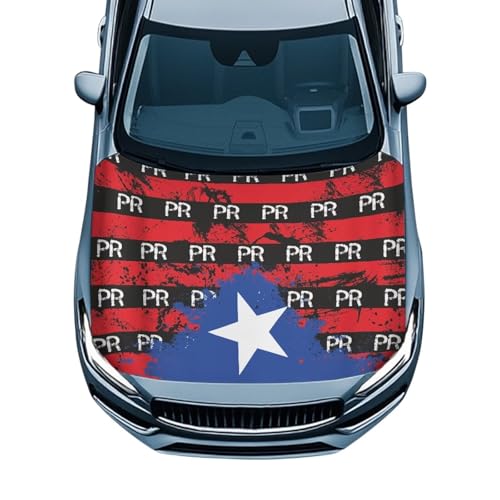 Yspwyqan Puerto Rico Fabric Hood Cover Removable Automotive Accessories Car Hood Cover Protector Easy to Install and Clean Fashion Vehicles Decorate Engine Fit Most Cars