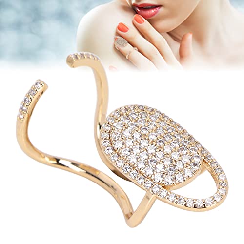 ZJchao Rhinestone Fingernail Ring, Nail Art Decoration Cover for Parties Jewelry Gift (Golden), 3cm x 1.5cm - Image 3