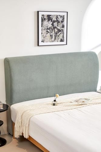 HOMETHREADS Stretchable Lycra/Velvet Headboard Cover | Soft, Dust-Proof & Wrinkle-Resistant Bed Back Protector | Fits Leather, Wooden & Fabric Bedsides | for 5ft to 6.5ft Beds | (Green, 172x65cm)