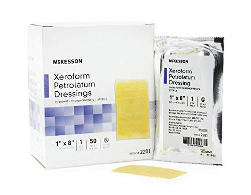 McKesson 2201 Xeroform Petrolatum Dressing, 1 x 8 Inch, Sterile, Box of 50