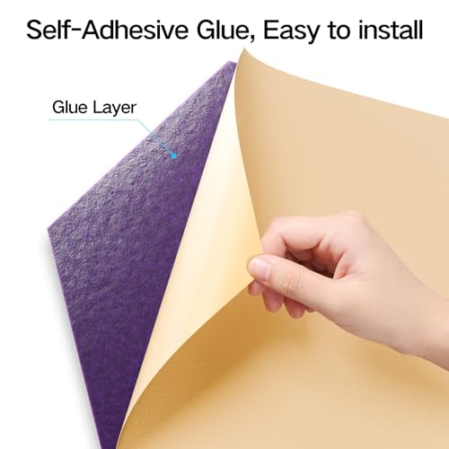 Image of 8 Pack Self-Adhesive Acoustic Panels 12 inch X 10 inch X 0.4 inch -Sound Proof Foam Panels for wall with High Density, Y-Lined Design, Flame Resistant, Absorb Noise and Eliminate Echoe(Purple)