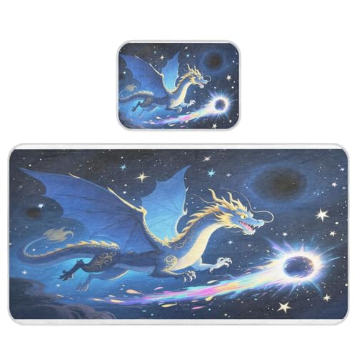 miaozhen Kühlende Baby-Matratze, wasserdicht, 71,1 x 132,1 cm, saugfähig, Mystic Dragon Space, dunkelblaue Kinderbettpolsterung für Babys und Kleinkinder