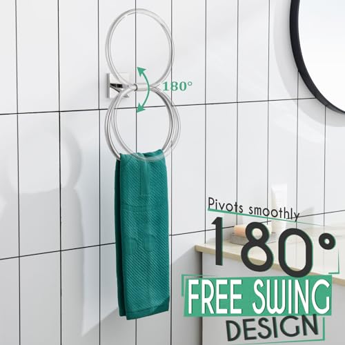 Image of KOKOSIRI Hand Towel Ring Chrome Towel Holders Shower Towel Hanger Bathroom Lavatory Hardware Polished Stainless Steel Wall Mounted, B3010CH