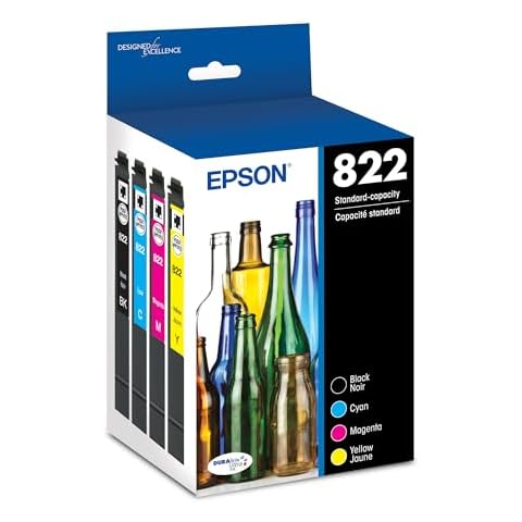 EPSON 822 DURABrite Ultra Ink Standard Capacity Black & Color Cartridge Combo Pack (T822120-BCS) Works with WorkForce Pro WF-3820, WF-3823, WF-4820, WF-4830, WF-4833, WF-4834 Cover