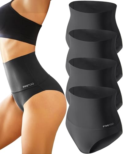 FINETOO Seamless Underwear for Women High Waisted Tummy Control Panties No Show Nylon Womens Briefs