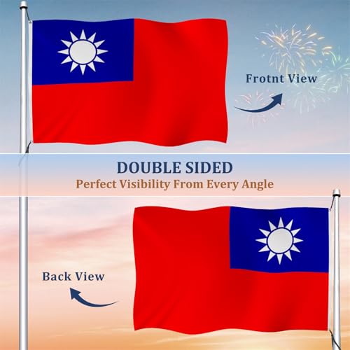 Drapeau de Taïwan haut de gamme double face cousu machine - 2