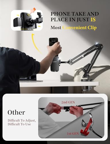 Image of LISEN Cell Phone Holder for Bed Desk, Overhead Phone Mount iPhone Recording