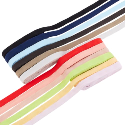 PH PandaHall 65.6 Yards Double Fold Bias Tape, 12 Colors Elastic Tapes 5/8 inch Stretch Ribbon Tape for Shoulder Strap Making DIY Sewing Seaming Binding Hemming Piping Quilting Projects