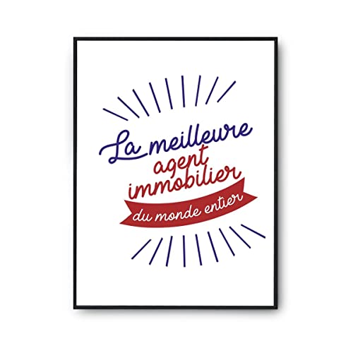 Planetee Affiche Agent immobilier Femme Métier Meilleure du Monde | Poster Tableau métier Humour pour décoration murale qualité papier Premium A2