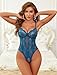 Avidlove Sexy Lingerie for Women Lace Teddy Bodysuit Deep V Cut Out Babydoll One Piece lingerie Blue Green X-Large