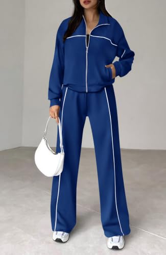 Image of BTFBM Women's Two Piece Tracksuit Fall 2026 Long Sleeve Zip Up Sweatshirt Long Pants Outfits Jogger Sweatsuit Sets
