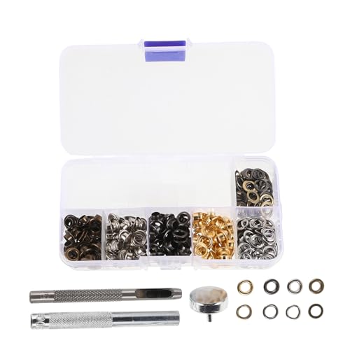 FIXOSHEE 空心属銅製ハトメキット 色各 種工具 収納ボックス付き 耐久性抜群 軽量デザイン 革製品 衣類 バッグ 靴用補強パーツ