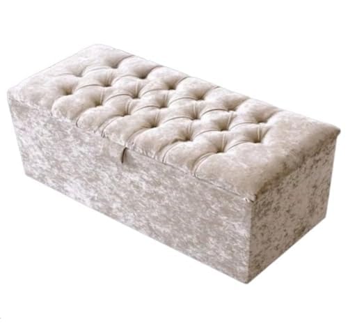 luxisleepltd Beautiful ChesterField Plush Velvet Fabric ottoman storage box blanket box,Living room,Bed room (Duck egg, Medium)